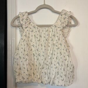 Women’s Size Small Passport Cream and Blue Floral Top